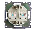 Розетка компьютерная 2-местная RJ-45 (механизм) STEKKER GLS00-7109-08, серия Катрин, золото
