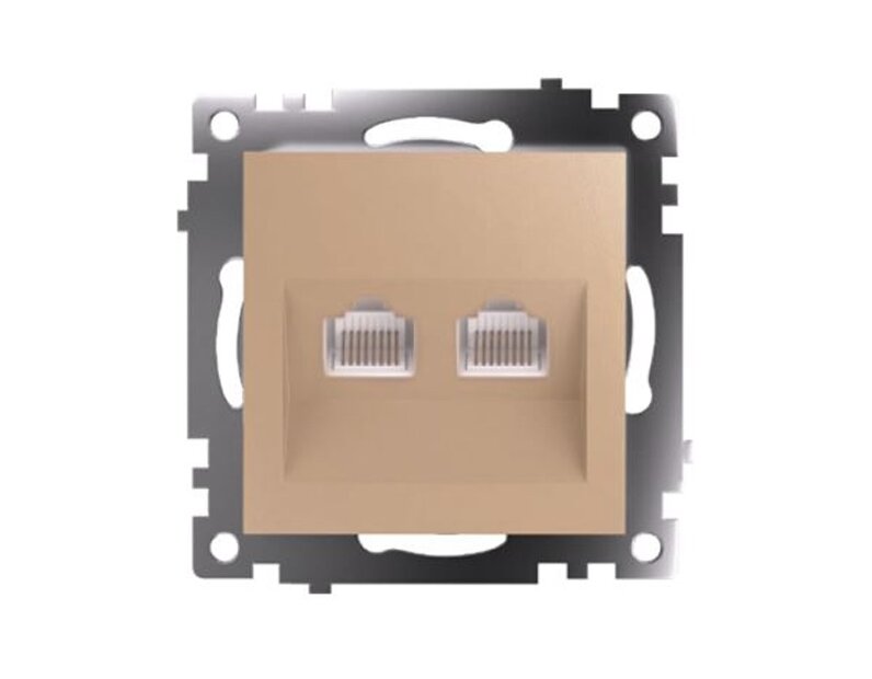 Розетка компьютерная 2-местная RJ-45 (механизм) STEKKER GLS00-7109-08, серия Катрин, золото