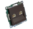 Розетка компьютерная 2-местная RJ-45 (механизм) STEKKER GLS00-7109-04, серия Катрин, шоколад