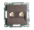 Розетка компьютерная 2-местная RJ-45 (механизм) STEKKER GLS00-7109-04, серия Катрин, шоколад