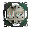 Розетка компьютерная 2-местная RJ-45 (механизм) STEKKER GLS00-7109-04, серия Катрин, шоколад