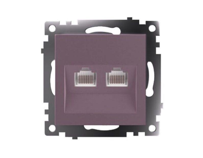 Розетка компьютерная 2-местная RJ-45 (механизм) STEKKER GLS00-7109-04, серия Катрин, шоколад