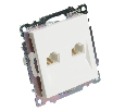 Розетка компьютерная 2-местная RJ-45 (механизм) STEKKER GLS00-7109-01 , серия Катрин, белый