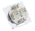 Розетка компьютерная 2-местная RJ-45 (механизм) STEKKER GLS00-7109-01 , серия Катрин, белый
