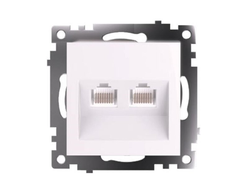 Розетка компьютерная 2-местная RJ-45 (механизм) STEKKER GLS00-7109-01 , серия Катрин, белый