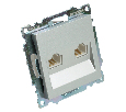 Розетка компьютерная 2-местная RJ-45 (механизм) STEKKER GLS00-7109-03 , серия Катрин, серебро