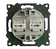Розетка компьютерная 2-местная RJ-45 (механизм) STEKKER GLS00-7109-03 , серия Катрин, серебро
