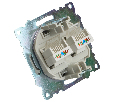 Розетка компьютерная 2-местная RJ-45 (механизм) STEKKER GLS00-7109-03 , серия Катрин, серебро