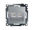 Розетка компьютерная 2-местная RJ-45 (механизм) STEKKER GLS00-7109-03 , серия Катрин, серебро