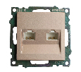 Розетка компьютерная 2-местная RJ-45 (механизм) STEKKER GLS00-7109-02, серия Катрин, шампань