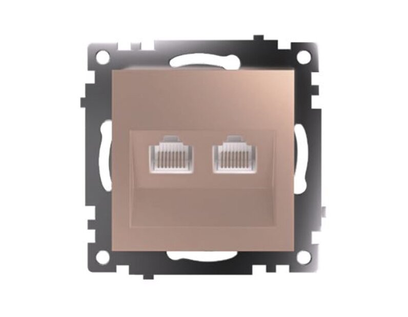 Розетка компьютерная 2-местная RJ-45 (механизм) STEKKER GLS00-7109-02, серия Катрин, шампань