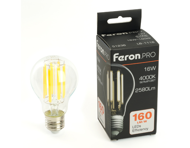 Лампа светодиодная Feron.PRO LB-1116 Шар E27 2580LM 16W 175-265V 4000K