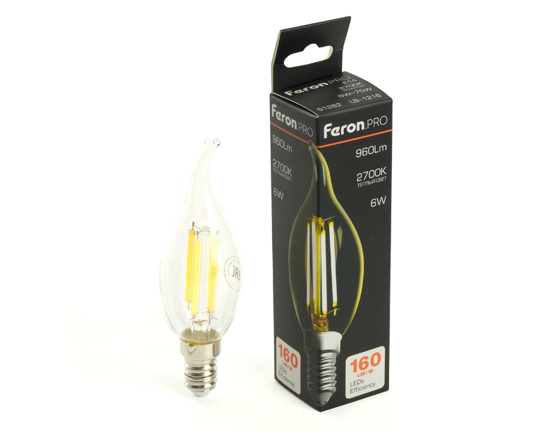 Лампа светодиодная Feron.PRO LB-1216 Свеча на ветру E14 960LM 6W 175-265V 2700K