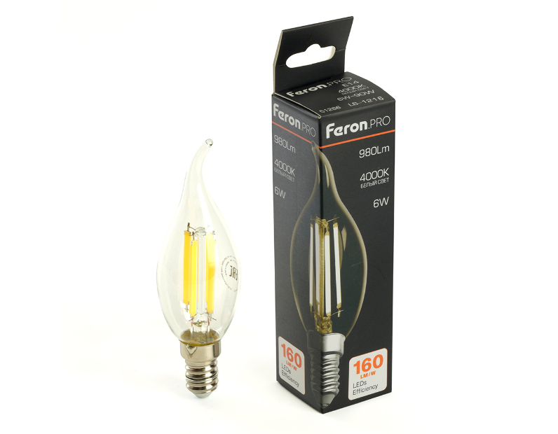 Лампа светодиодная Feron.PRO LB-1216 Свеча на ветру E14 6W 175-265V 4000K