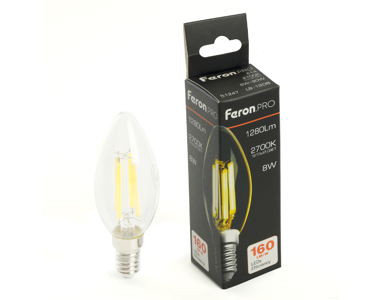 Лампа светодиодная Feron.PRO LB-1208 Свеча E14 1280LM 8W 175-265V 2700K