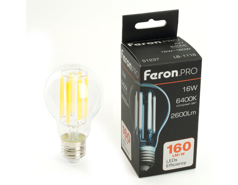 Лампа светодиодная Feron.PRO LB-1116 Шар E27 2600LM 16W 175-265V 6400K