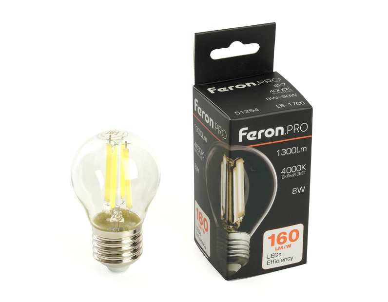Лампа светодиодная Feron.PRO LB-1708 Шарик E27 1300LM 8W 175-265V 4000K