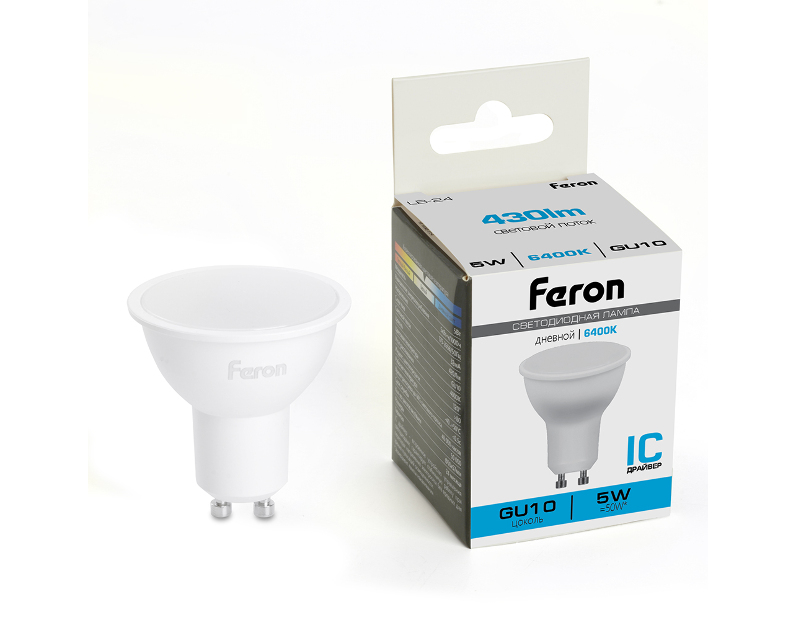 Лампа светодиодная Feron LB-24 MR16 GU10 5W 175-265V 6400K