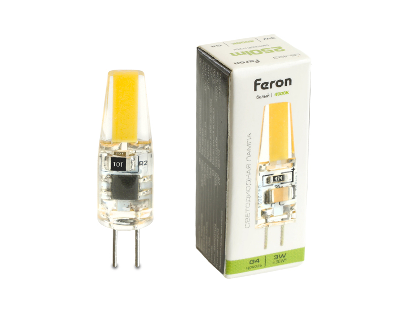 Лампа светодиодная Feron LB-423 G4 3W 230V 4000K