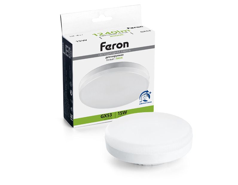 Лампа светодиодная диммируемая Feron LB-457 GX53 15W 230V 4000K