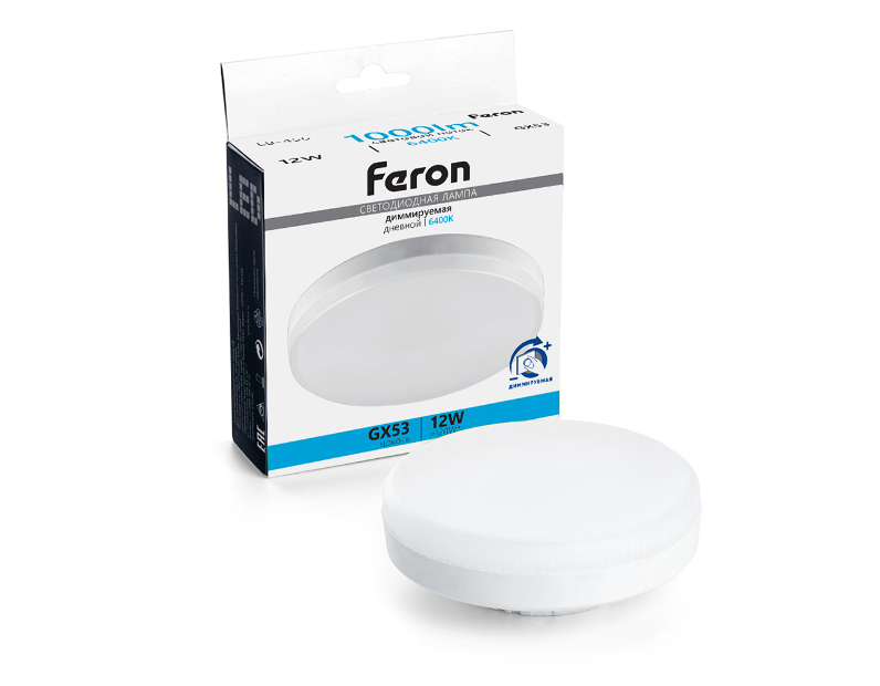 Лампа светодиодная диммируемая Feron LB-456 GX53 12W 230V 6400K