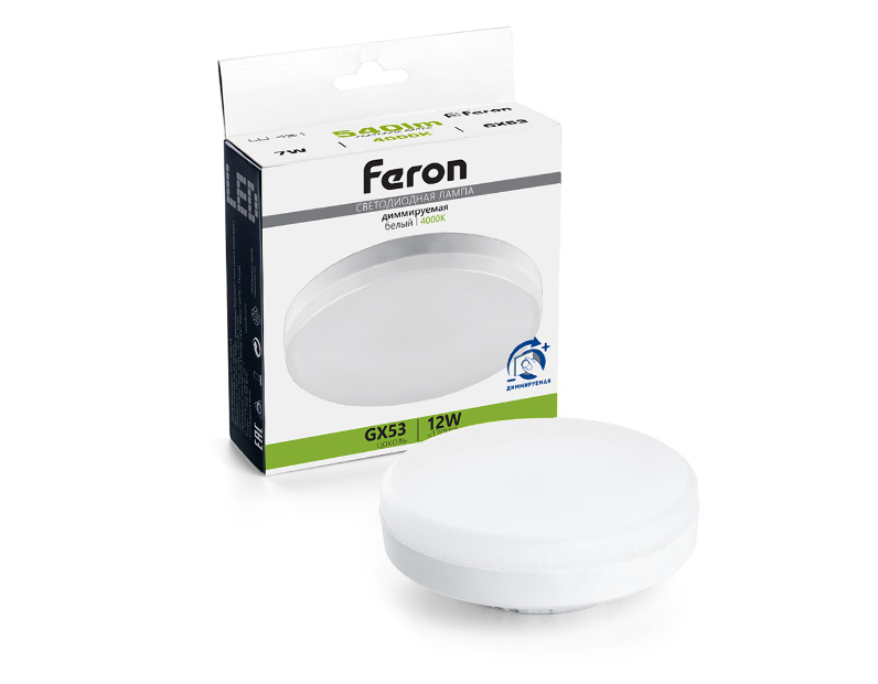 Лампа светодиодная диммируемая Feron LB-456 GX53 12W 230V 4000K