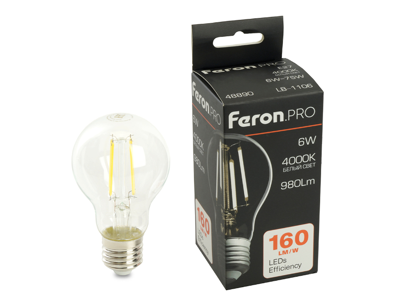 Лампа светодиодная Feron.PRO LB-1106 Шар E27 980LM 6W 175-265V 4000K
