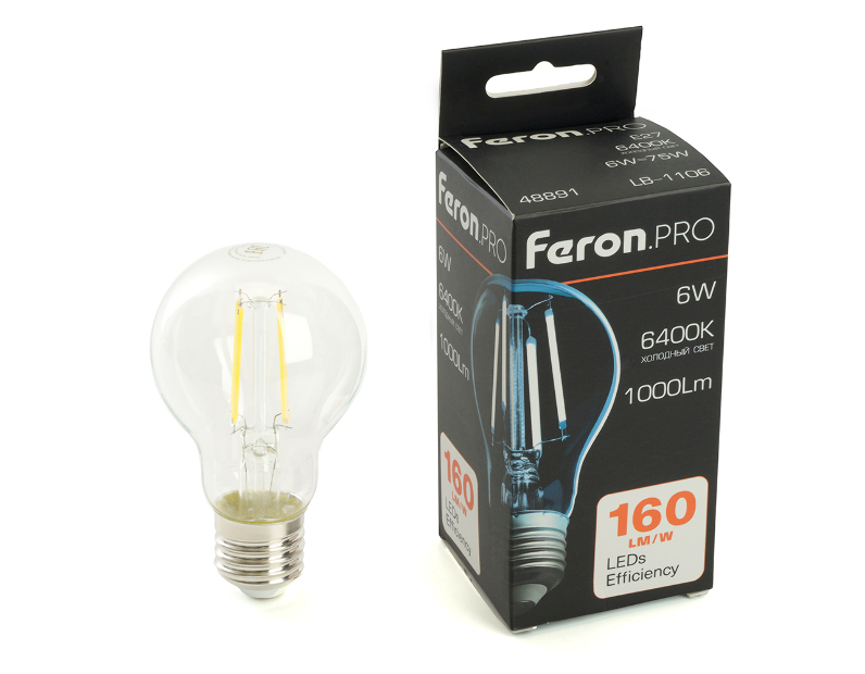 Лампа светодиодная Feron.PRO LB-1106 Шар E27 1000LM 6W 175-265V 6400K