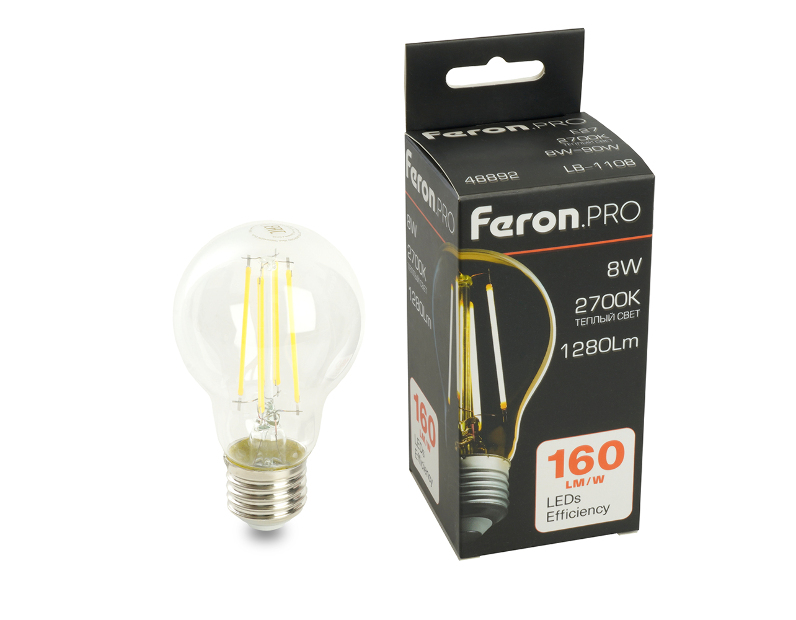 Лампа светодиодная Feron.PRO LB-1108 Шар E27 1280LM 8W 175-265V 2700K