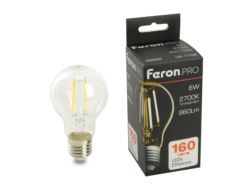 Лампа светодиодная Feron.PRO LB-1106 Шар E27 960LM 6W 175-265V 2700K