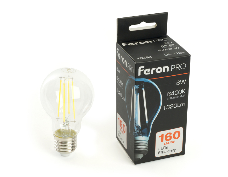 Лампа светодиодная Feron.PRO LB-1108 Шар E27 1320LM 8W 175-265V 6400K