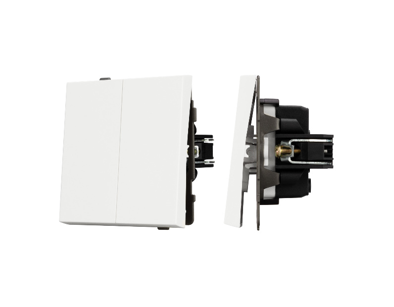 Механизм выключателя двухклавишный непроходной SWT-TENDO-MK02-SFPL-WH (230V, 10A) (Arlight, -)