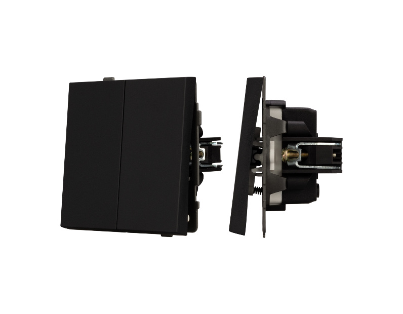 Механизм выключателя двухклавишный непроходной SWT-TENDO-MK02-SFPL-BK (230V, 10A) (Arlight, -)