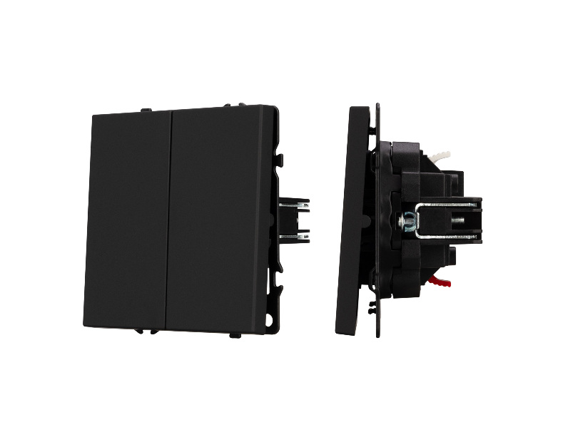 Механизм выключателя двухклавишный непроходной SWT-NOBE-MK02-SFPL-BK (230V, 10A) (Arlight, -)