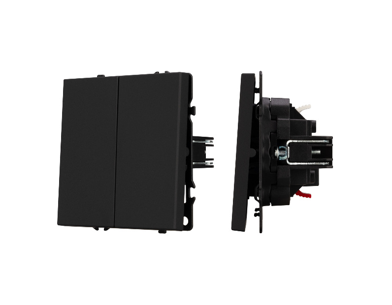 Механизм выключателя двухклавишный проходной SWT-NOBE-MKP2-SFPL-BK (230V, 10A) (Arlight, -)