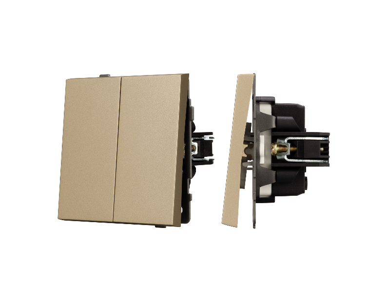 Механизм выключателя двухклавишный непроходной SWT-TENDO-MK02-SFPL-GD (230V, 10A) (Arlight, -)