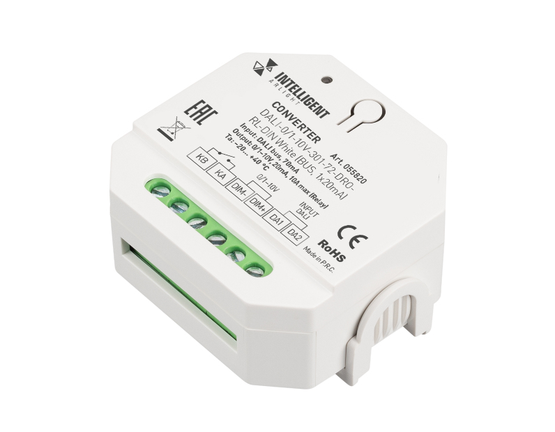 INTELLIGENT ARLIGHT Конвертер DALI-0/1-10V-301-72-DRO-RL-DIN White (BUS, 1x20mA) (IARL, IP20 Пластик, 5 лет)