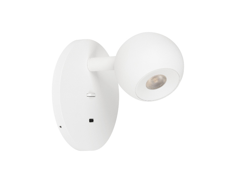 Светильник SP-OTTORI-WALL-CHARGE-6W Warm3000 (WH, 30 deg, 230V, USB-C) (Arlight, IP20 Металл, 3 года)