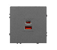 Механизм розетки с быстрой USB зарядкой SCT-NOBE-MUAC-SFPL-FC-GR (65W, QC3) (Arlight, -)