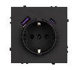Механизм розетки с USB зарядкой SCT-NOBE-MUAC-SFPL-BK (230V, 16A) (Arlight, -)