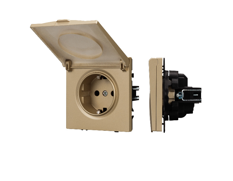 Механизм розетки влагозащищённый SCT-NOBE-MCP-SFPL-GD (230V, 16A) (Arlight, -)
