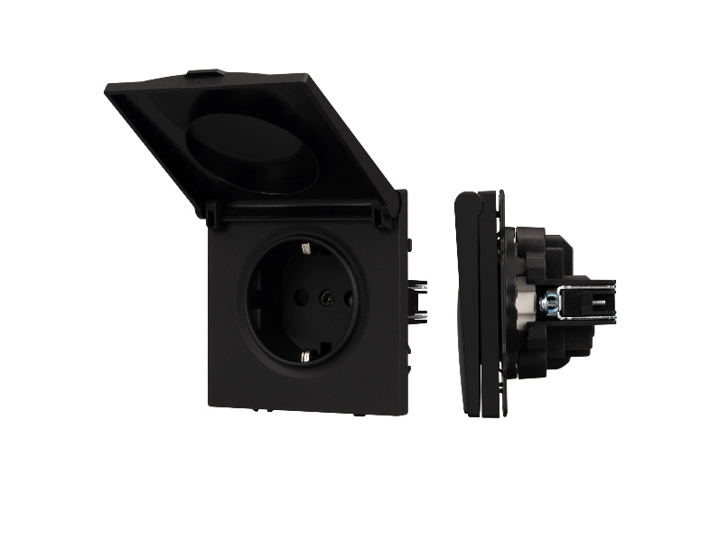 Механизм розетки влагозащищённый SCT-NOBE-MCP-SFPL-BK (230V, 16A) (Arlight, -)