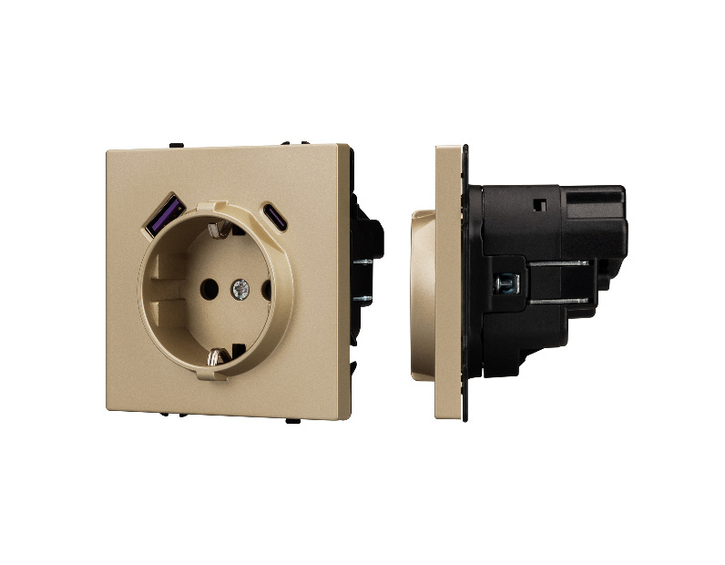 Механизм розетки с USB зарядкой SCT-NOBE-MUAC-SFPL-GD (230V, 16A) (Arlight, -)