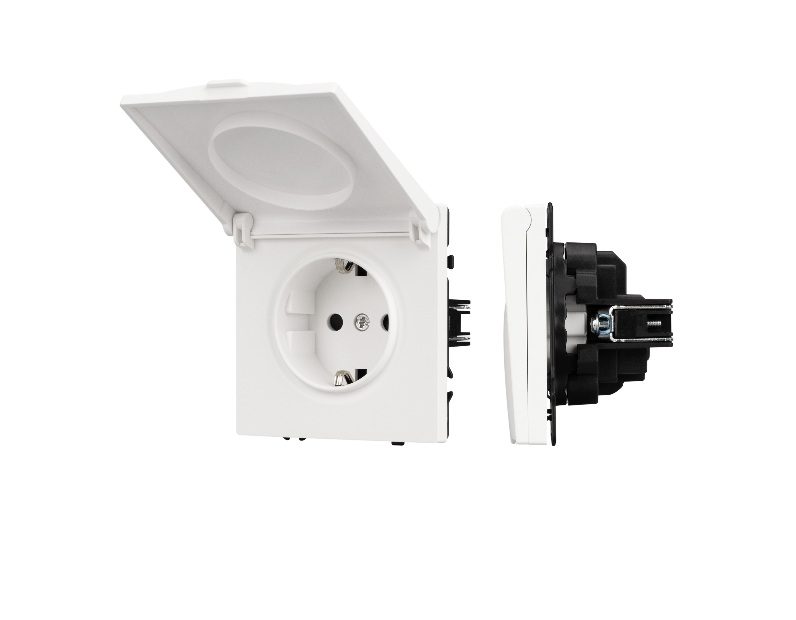 Механизм розетки влагозащищённый SCT-NOBE-MCP-SFPL-WH (230V, 16A) (Arlight, -)