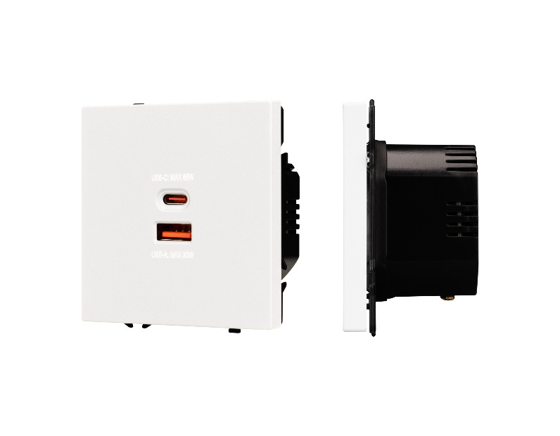 Механизм розетки с быстрой USB зарядкой SCT-NOBE-MUAC-SFPL-FC-WH (65W, QC3) (Arlight, -)