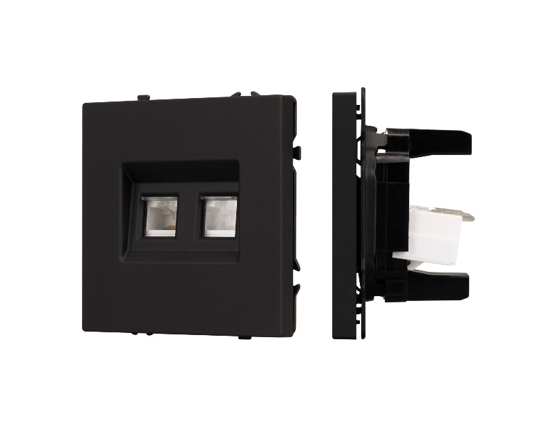 Механизм сдвоенной компьютерной розетки SCT-NOBE-MPC2-SFPL-BK (RJ-45, CAT6) (Arlight, -)