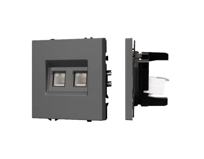 Механизм сдвоенной компьютерной розетки SCT-NOBE-MPC2-SFPL-GR (RJ-45, CAT6) (Arlight, -)
