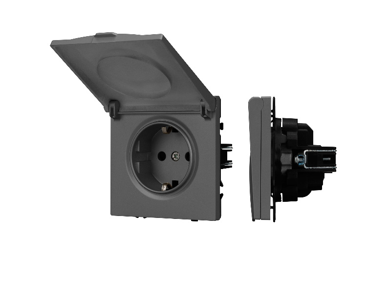Механизм розетки влагозащищённый SCT-NOBE-MCP-SFPL-GR (230V, 16A) (Arlight, -)