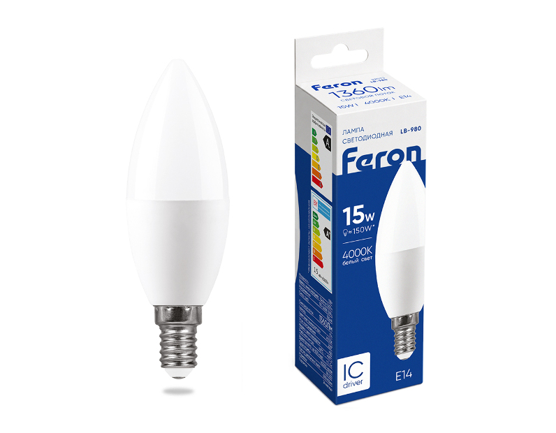 Лампа светодиодная Feron LB-980 Свеча E14 15W 175-265V 4000K