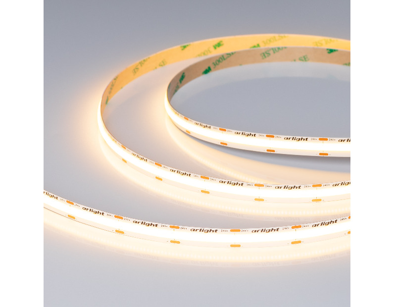Лента COB-X576-10mm 24V Warm2700 (15 W/m, IP20, 5m) (Arlight, высок.эфф.150 лм/Вт)